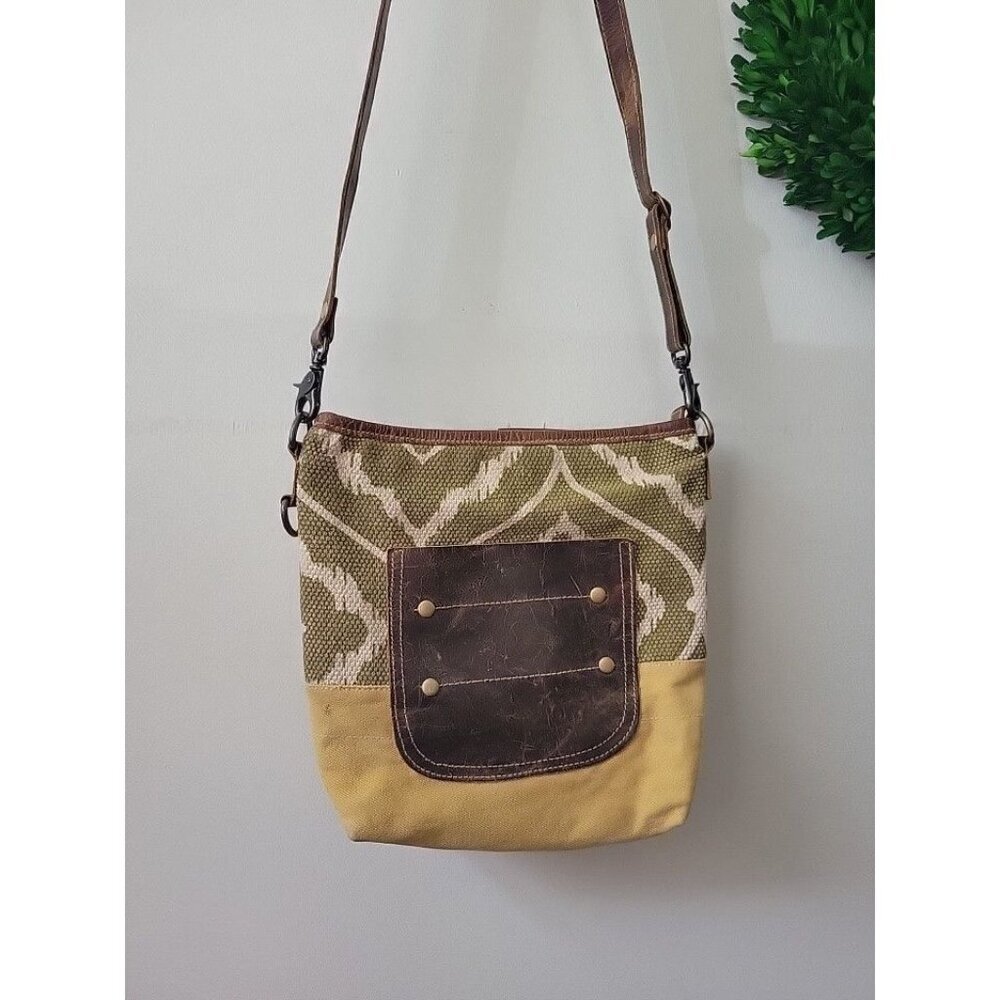 Myra Bag Olive Green, Yellow & Brown Crossbody Bag